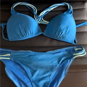 Hula Honey Blue and White Strappy Bikini
